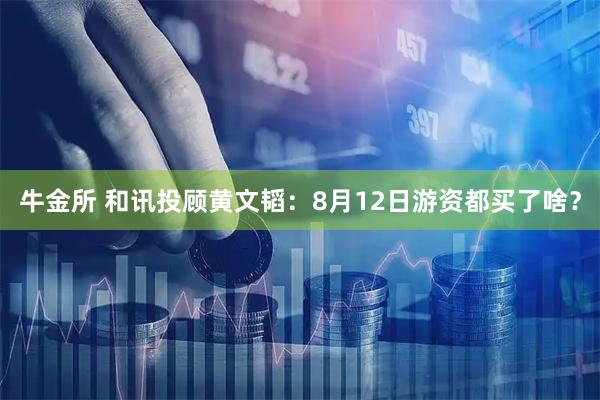 牛金所 和讯投顾黄文韬：8月12日游资都买了啥？