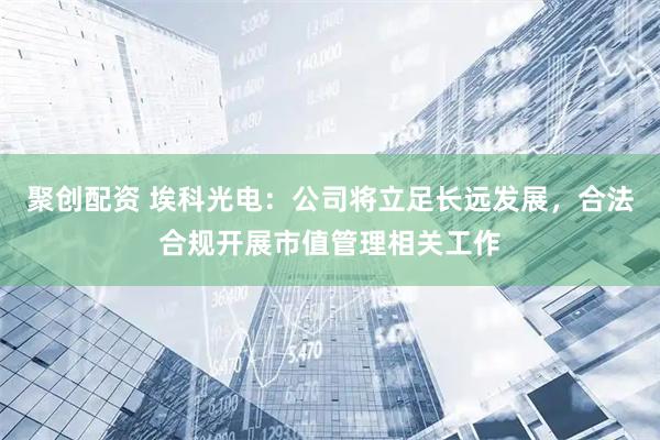 聚创配资 埃科光电：公司将立足长远发展，合法合规开展市值管理相关工作